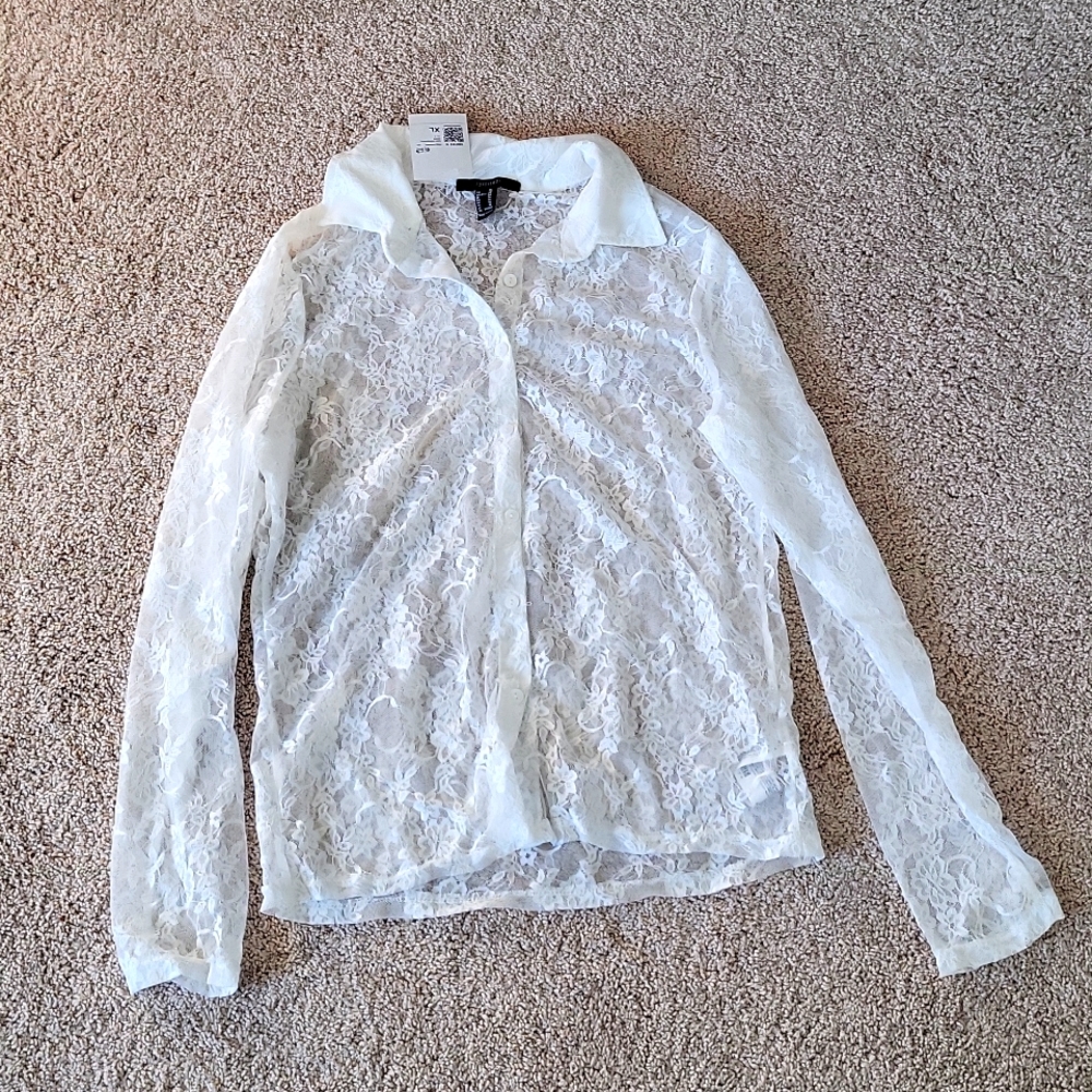 Lace button up shirt